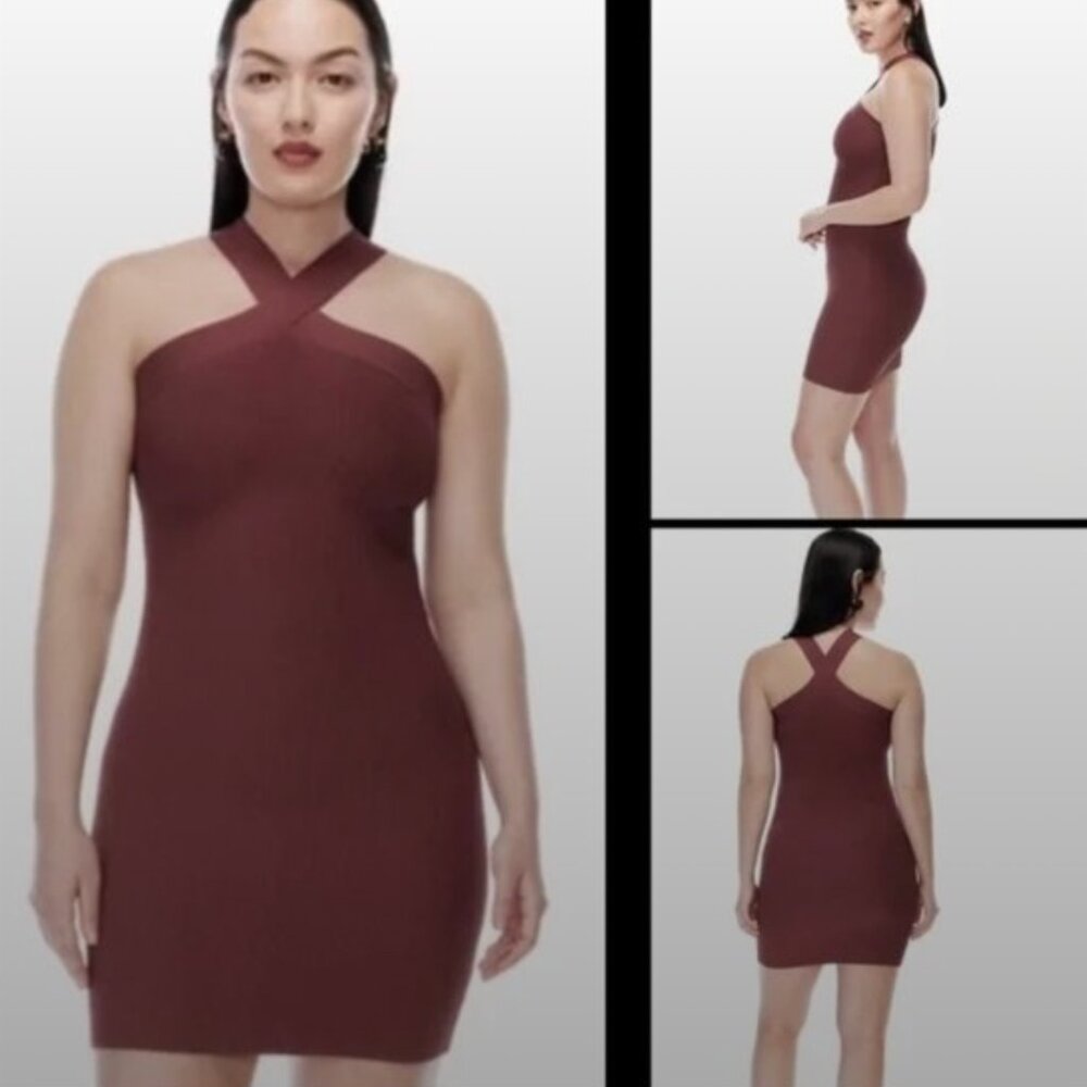 Aritzia Babaton Sculpt Knit Criss Cross Dress